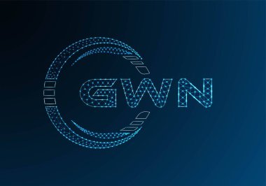 GWN düşük poli harfli logo vektör tasarımı. GWN düşük poli logo tasarımı. Düşük polyester logo.
