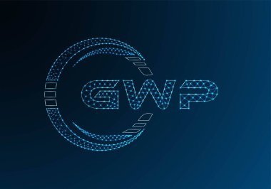 GWP düşük poli harfli logo vektör tasarımı. GWP düşük polyester logo tasarımı. Düşük polyester logo.
