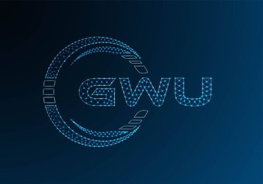 GWU düşük poli harfli logo vektör tasarımı. GWU düşük polyester logo tasarımı. Düşük polyester logo.