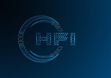 HFI düşük poli harfli logo vektör tasarımı. HFI düşük poli logo tasarımı. 