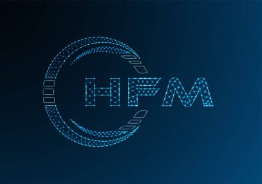 HFM düşük poli harfli logo vektör tasarımı. HFM düşük poli logo tasarımı. 