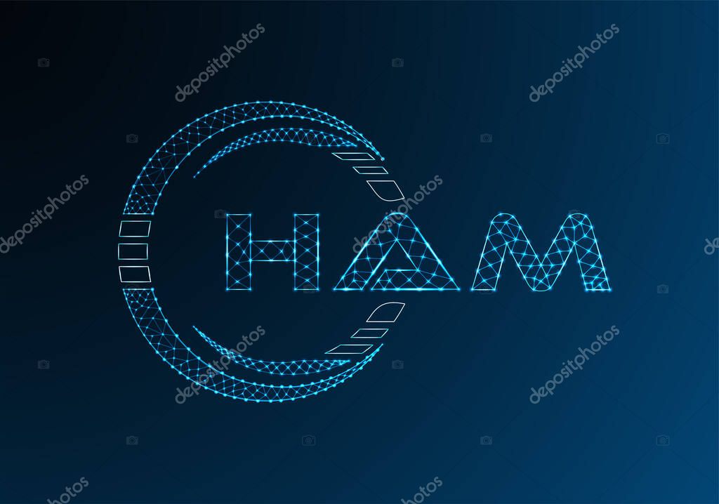 HAM low poly letter logo vector design. HAM lower poly logo design.