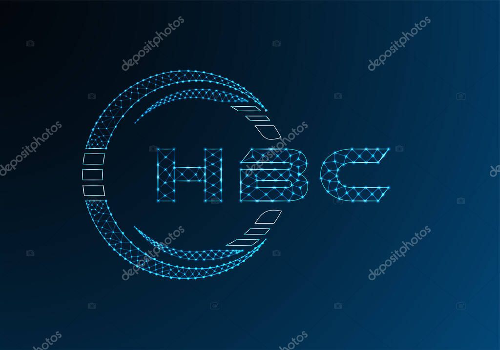 HBC low poly letter logo vector design. HBC lower poly logo design.