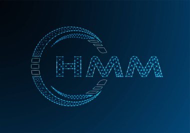 HMM düşük poli harfli logo vektör tasarımı. HMM düşük poli logo tasarımı. 