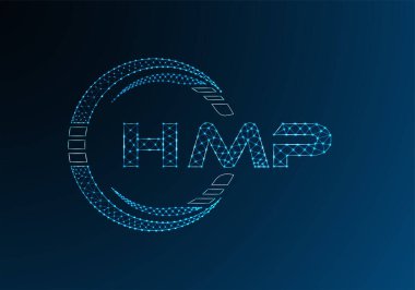 HMP düşük poli harfli logo vektör tasarımı. HMP düşük poli logo tasarımı. 