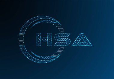 HSA düşük poli harfli logo vektör tasarımı. HSA düşük poli logo tasarımı. 