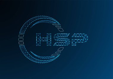 HSP düşük poli harfli logo vektör tasarımı. HSP düşük poli logo tasarımı. 