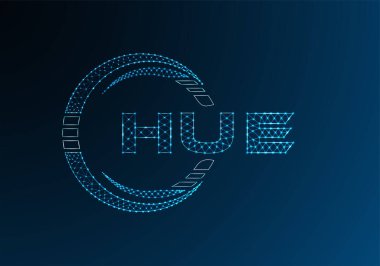 HUE düşük poli harfli logo vektör tasarımı. HUE düşük poli logo tasarımı. 