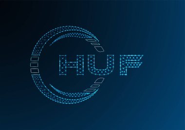 HUF düşük poli harfli logo vektör tasarımı. HUF düşük poli logo tasarımı. 