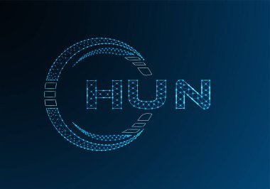 HUN düşük poli harfli logo vektör tasarımı. HUN düşük poli logo tasarımı. 