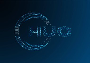 HUO düşük poli harfli logo vektör tasarımı. HUO düşük poli logo tasarımı. 