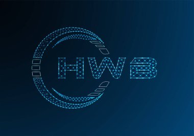 HWB düşük poli harfli logo vektör tasarımı. HWB düşük poli logo tasarımı. 