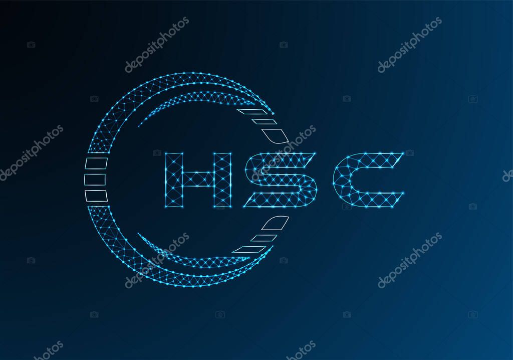 HSC low poly letter logo vector design. HSC lower poly logo design.
