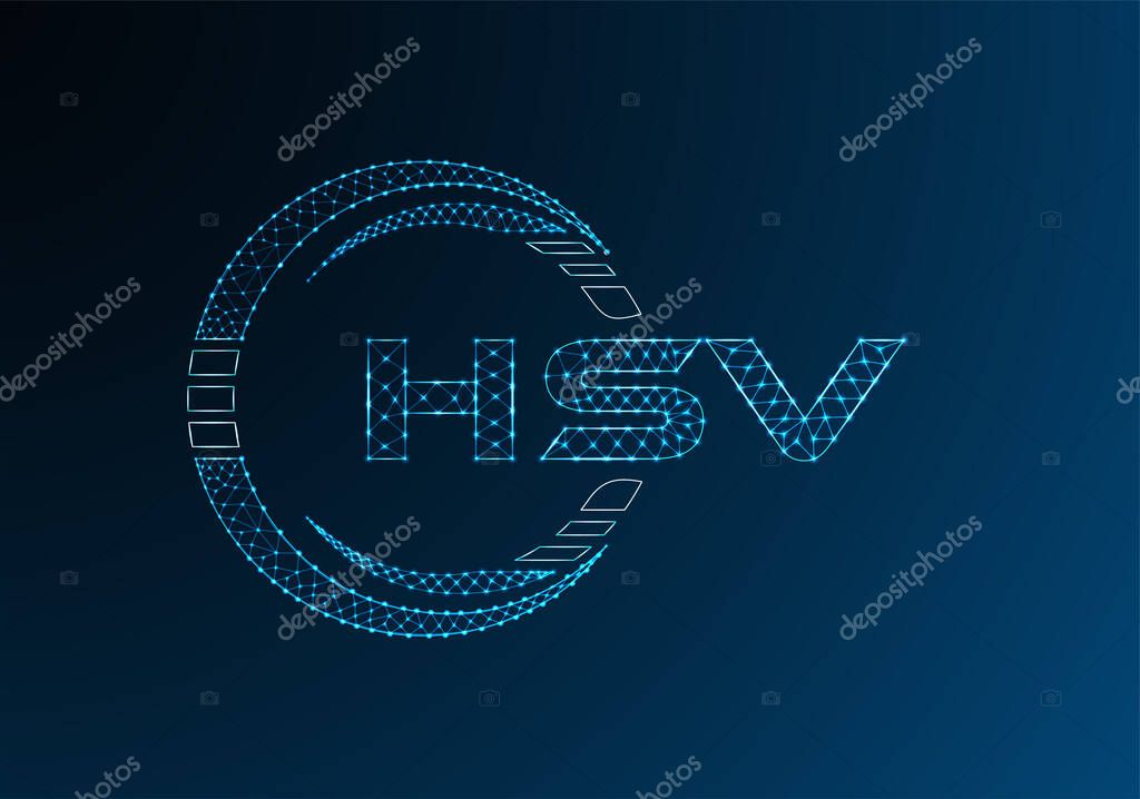 HSV low poly letter logo vector design. HSV lower poly logo design.