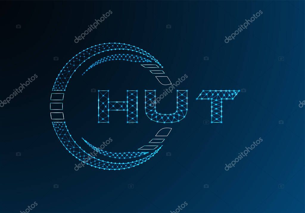 HUT low poly letter logo vector design. HUT lower poly logo design.