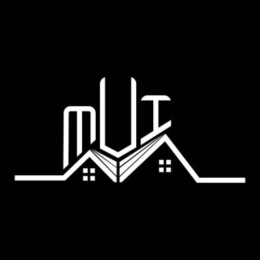 MUI Real State logo tasarımı, basit ve modern MUI logosu. MUI lüks alfabe tasarımı  