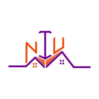 NIU emlak logosu tasarımı, NIU basit ve modern logo. NIU lüks alfabe dizaynı  