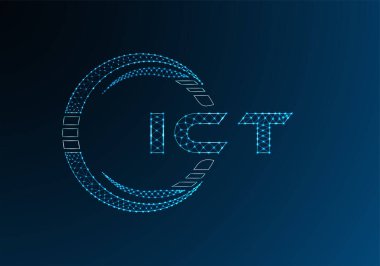 ICT düşük poli harfli logo vektör tasarımı. ICT düşük polyester logo tasarımı. Düşük polyester logo.