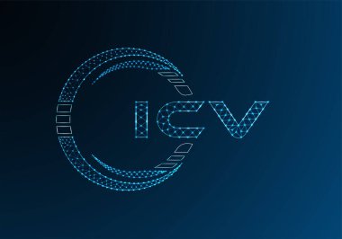 ICV düşük poli harfli logo vektör tasarımı. ICV düşük polyester logo tasarımı. Düşük polyester logo.