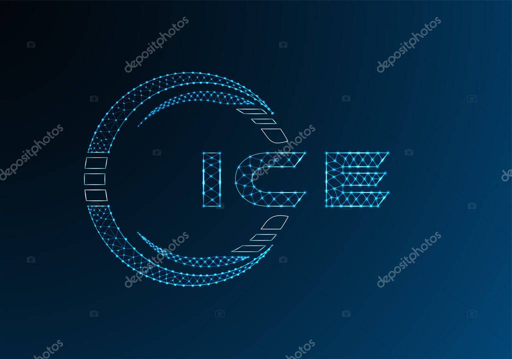 ICE low poly letter logo vector design. ICE lower poly logo design. Low poly logo.