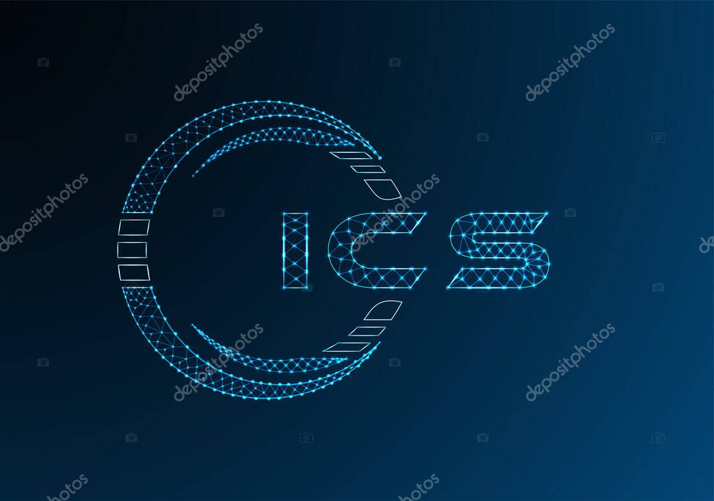 ICS low poly letter logo vector design. ICS lower poly logo design. Low poly logo.