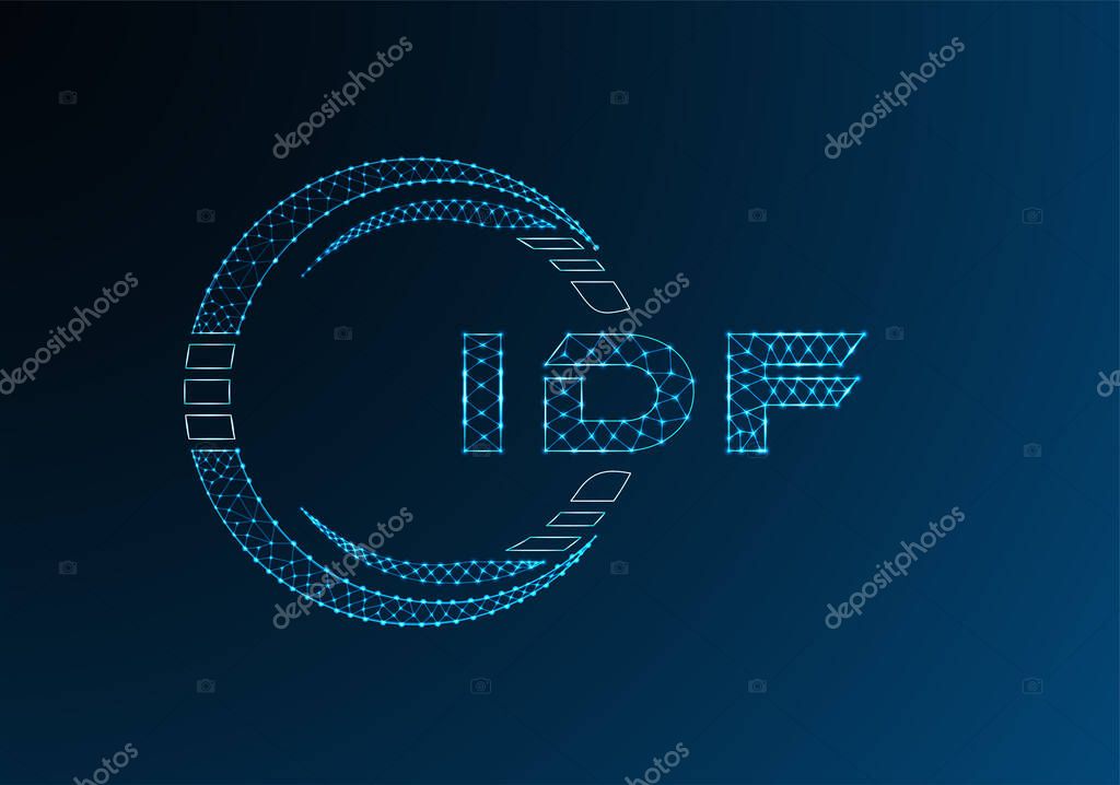 IDF low poly letter logo vector design. IDF lower poly logo design. Low poly logo.