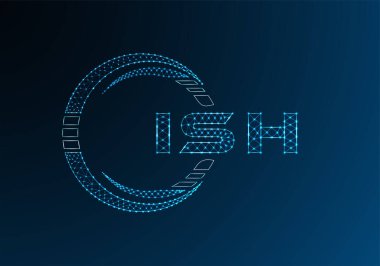 ISH düşük poli harfli logo vektör tasarımı. ISH düşük polyester logo tasarımı. Düşük polyester logo.