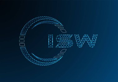 ISW düşük poli harfli logo vektör tasarımı. ISW düşük poli logo tasarımı. Düşük polyester logo.