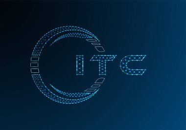 ITC düşük poli harfli logo vektör tasarımı. ITC düşük poli logo tasarımı. Düşük polyester logo.