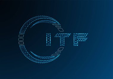 ITF düşük poli harfli logo vektör tasarımı. ITF düşük poli logo tasarımı. Düşük polyester logo.