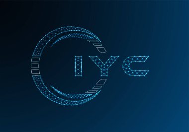 IYC düşük poli harfli logo vektör tasarımı. IYC düşük poli logo tasarımı. Düşük polyester logo.
