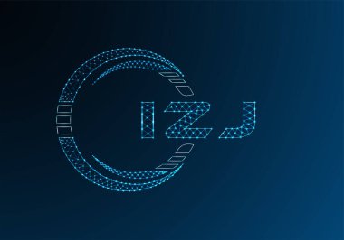 IZJ düşük poli harfli logo vektör tasarımı. IZJ düşük polyester logo tasarımı. Düşük polyester logo.