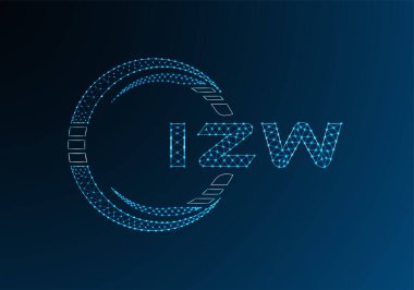 IZW düşük poli harfli logo vektör tasarımı. IZW düşük polyester logo tasarımı. Düşük polyester logo.