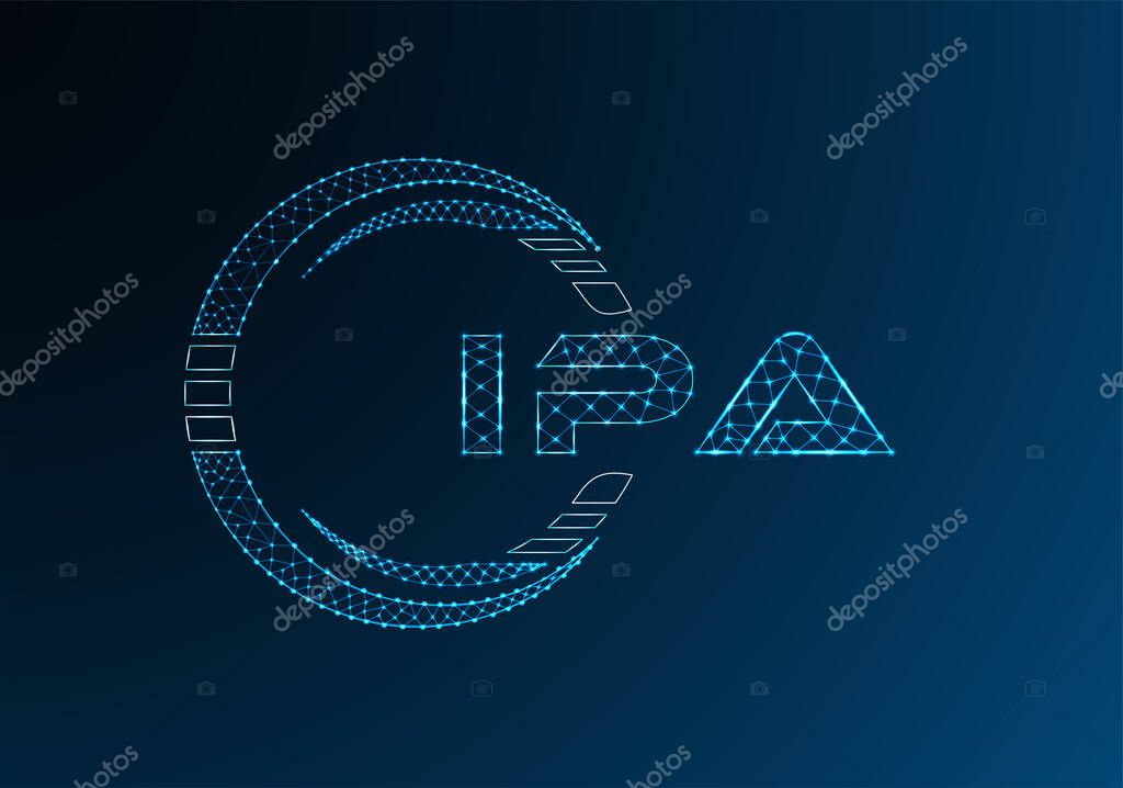 IPA low poly letter logo vector design. IPA lower poly logo design. Low poly logo.