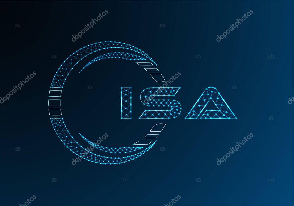 ISA low poly letter logo vector design. ISA lower poly logo design. Low poly logo.