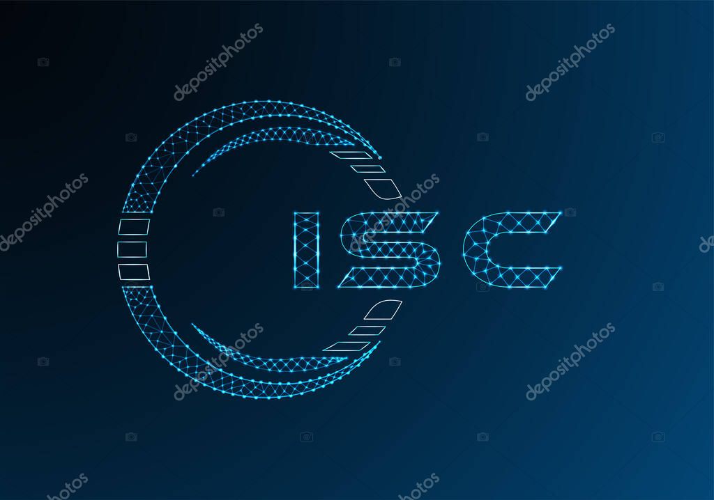 ISC low poly letter logo vector design. ISC lower poly logo design. Low poly logo.