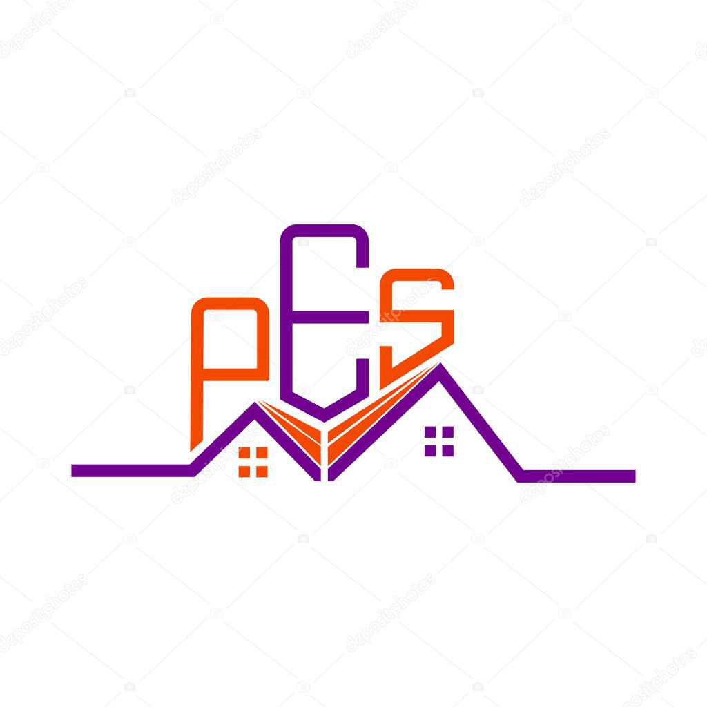 PES Real State logo design, PES simple and modern logo. PES luxurious alphabet design