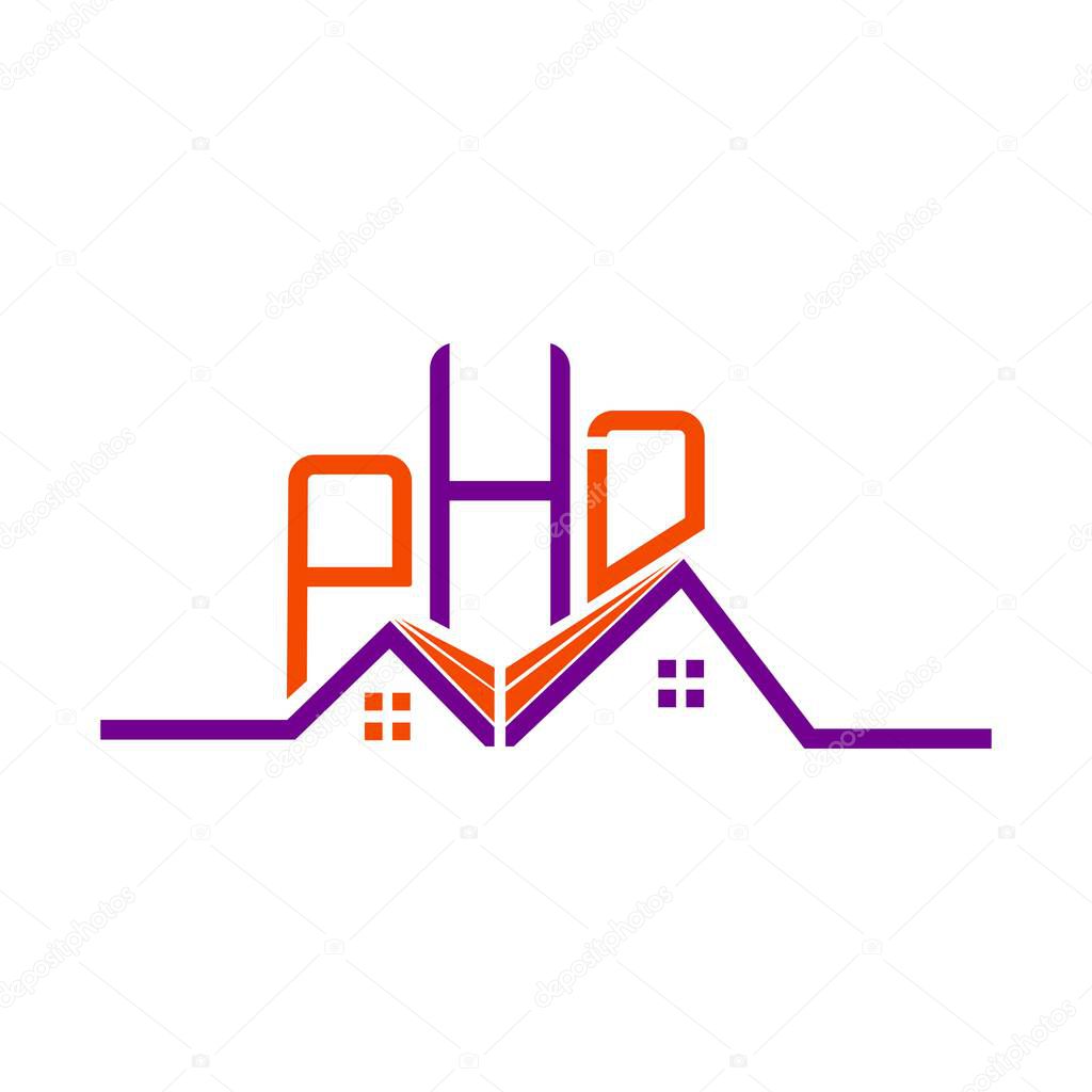 PHD Real State logo design, PHD simple and modern logo. PHD luxurious alphabet design