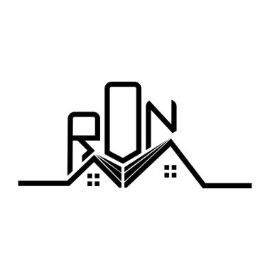 RON Real State logo tasarımı, RON basit ve modern logo. RON lüks alfabe tasarımı  