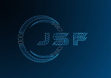 JSF düşük poli harfli logo vektör tasarımı. JSF düşük poli logo tasarımı. Düşük polyester logo.