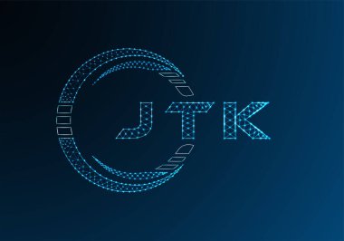 JTK low poly letter logo vector design. JTK lower poly logo design. Low poly logo.