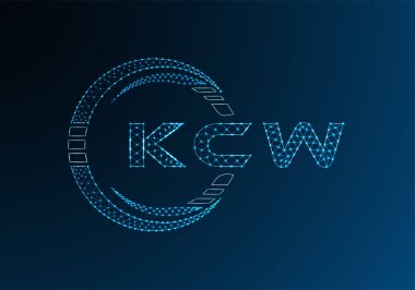 KCW düşük poli harfli logo vektör tasarımı. KCW düşük polyester logo tasarımı. Düşük polyester logo.