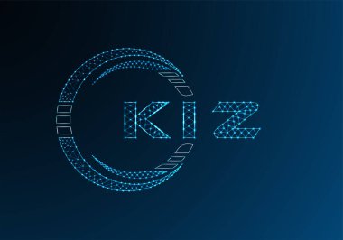 KIZ düşük poli harfli logo vektör tasarımı. KIZ düşük poli logo tasarımı. Düşük polyester logo.