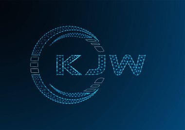 KJW düşük poli harfli logo vektör tasarımı. KJW düşük polyester logo tasarımı. Düşük polyester logo.