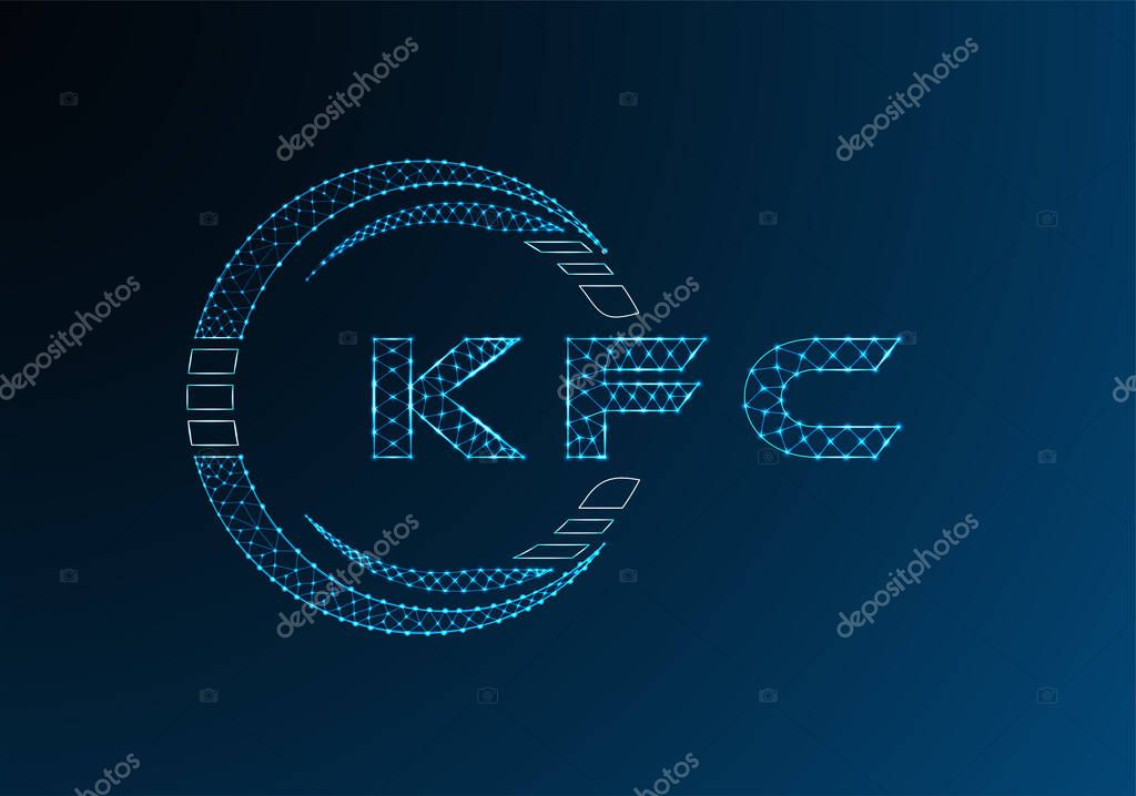 KFC low poly letter logo vector design. KFC lower poly logo design. Low poly logo.
