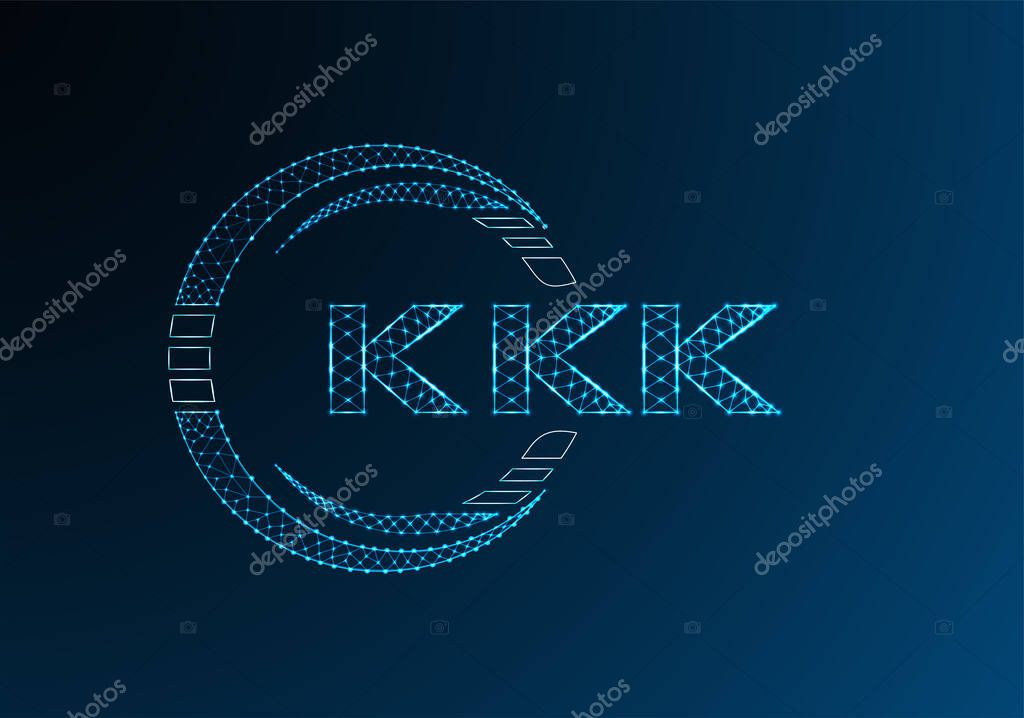 KKK low poly letter logo vector design. KKK lower poly logo design. Low poly logo.