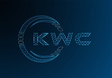 KWC düşük poli harfli logo vektör tasarımı. KWC düşük polyester logo tasarımı. Düşük polyester logo.
