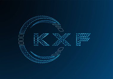 KXF düşük poli harfli logo vektör tasarımı. KXF düşük poli logo tasarımı. Düşük polyester logo.