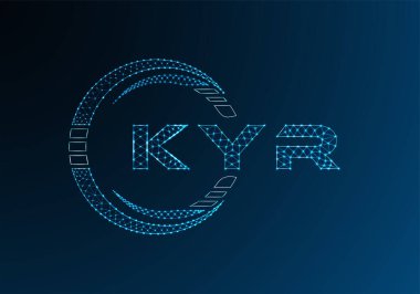 KYR düşük poli harfli logo vektör tasarımı. KYR alt poli logo tasarımı. Düşük polyester logo.