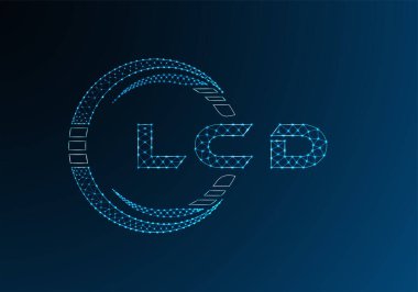 LCD düşük poli harfli logo vektör tasarımı. LCD düşük polyester logo tasarımı. Düşük polyester logo.